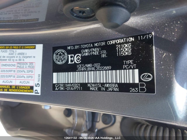 JTHR9JBHXL2022889 Lexus UX 250H