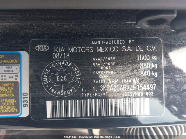 KIA RIO LX/S 2018 3KPA25AB7JE154497 Image 9