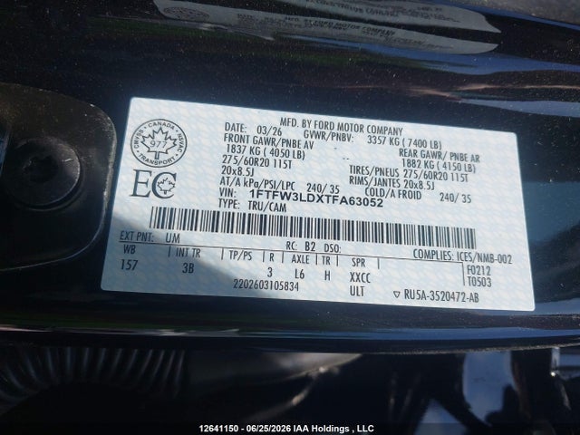 Ford F150 Xlt 2026 1FTFW3LDXTFA63052 Image 9