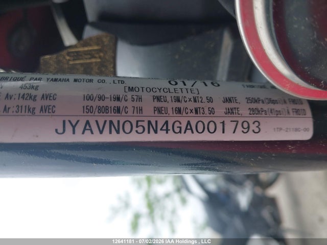 Yamaha Xvs950 Cu/cuc 2016 JYAVN05N4GA001793 Image 10