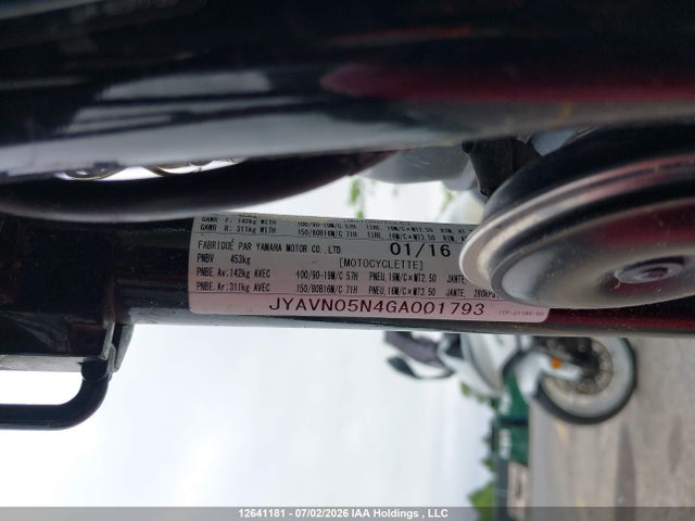 Yamaha Xvs950 Cu/cuc 2016 JYAVN05N4GA001793 Image 14