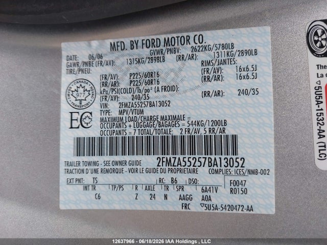 Продажа на аукционе авто 2007 Ford Freestar Se, vin: 2FMZA55257BA13052, номер лота: 12637966