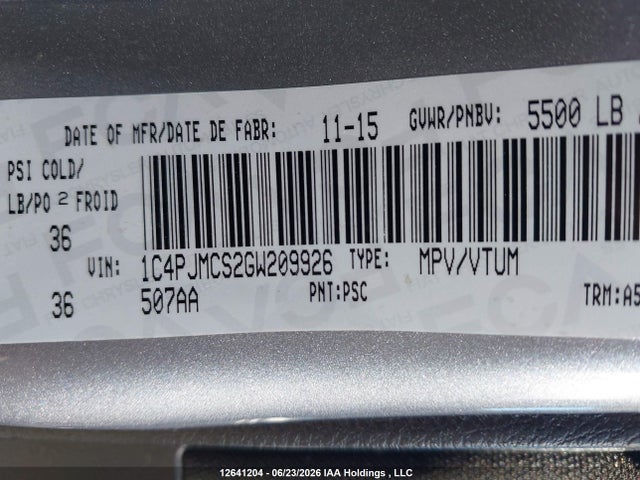 Jeep Cherokee North 2016 1C4PJMCS2GW209926 Image 9