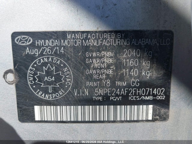 Hyundai SONATA GL 2015 5NPE24AF2FH071402 Image 19