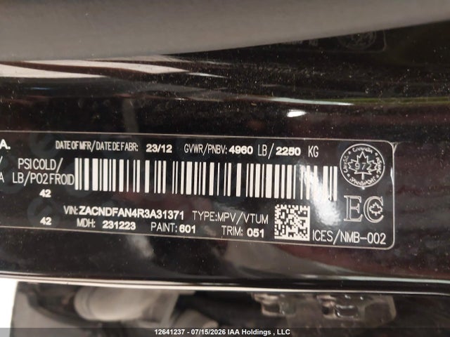 12641237 :رقم المزاد ، ZACNDFAN4R3A31371 vin ، 2024 Dodge Hornet Gt مزاد بيع