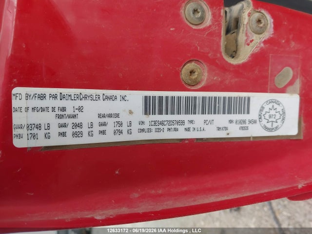 Продажа на аукционе авто 2002 Chrysler Neon Le, vin: 1C3ES46C72D570599, номер лота: 12633172