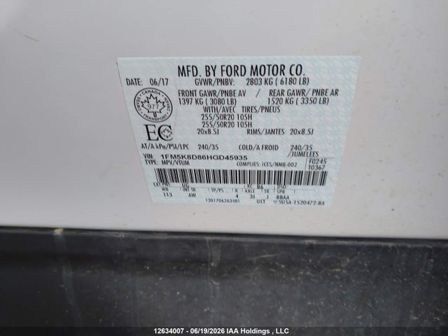Ford EXPLORER XLT 2017 1FM5K8D86HGD45935 Image 9