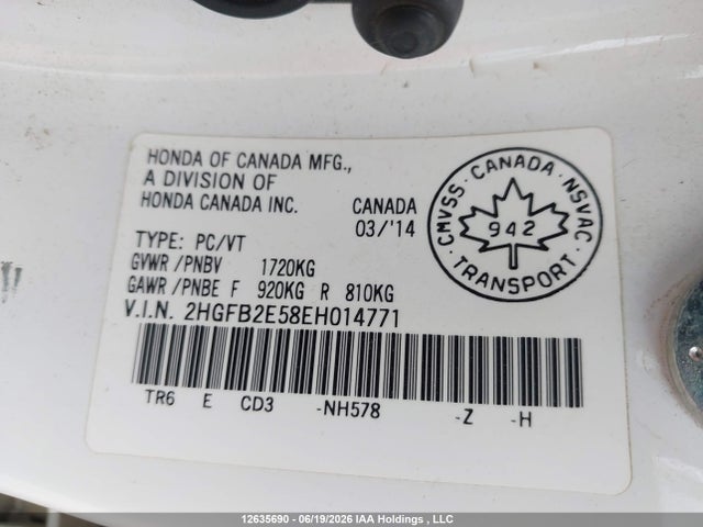 Honda Civic Ex 4dr 2014 2HGFB2E58EH014771 Image 19