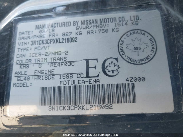 Nissan Micra S/sr/sv 2019 3N1CK3CPXKL216092 Image 20