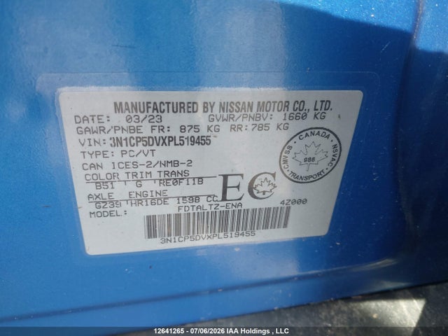 12641265 :رقم المزاد ، 3N1CP5DVXPL519455 vin ، 2023 Nissan Kicks Sr مزاد بيع
