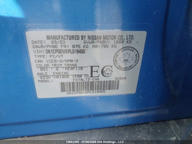 12641265 :رقم المزاد ، 3N1CP5DVXPL519455 vin ، 2023 Nissan Kicks Sr مزاد بيع