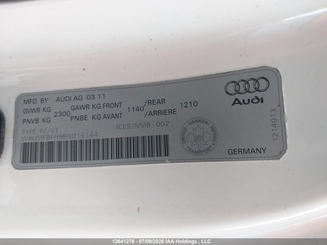 12641276 :رقم المزاد ، WAUMFBFH9BN016144 vin ، 2011 Audi A5 2.0t Premium مزاد بيع