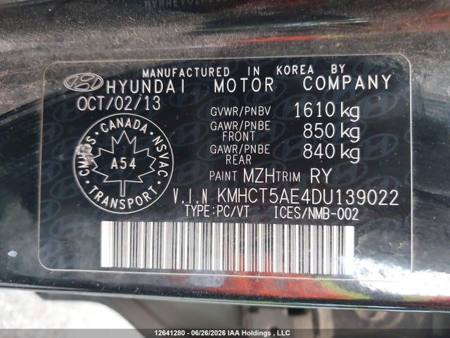 Продажа на аукционе авто 2013 Hyundai Accent Gls/gs, vin: KMHCT5AE4DU139022, номер лота: 12641280