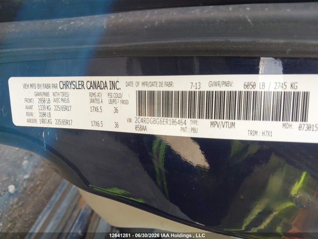 2014 Dodge Grand Caravan Se/sxt მანქანა იყიდება აუქციონზე, vin: 2C4RDGBG6ER106464, აუქციონის ნომერი: 12641281