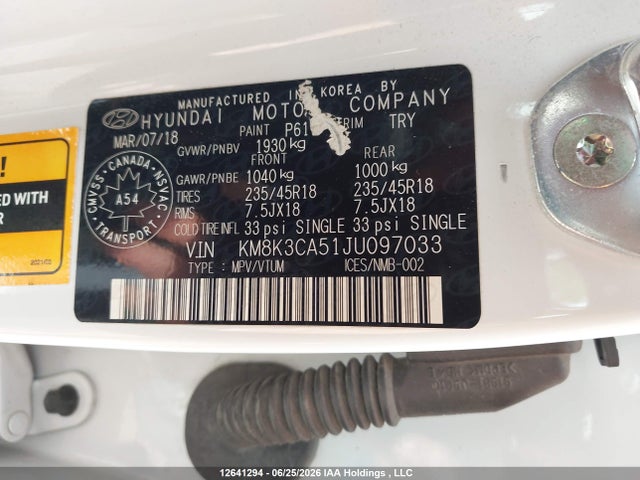 KM8K3CA51JU097033 Hyundai Kona 1.6t Trend