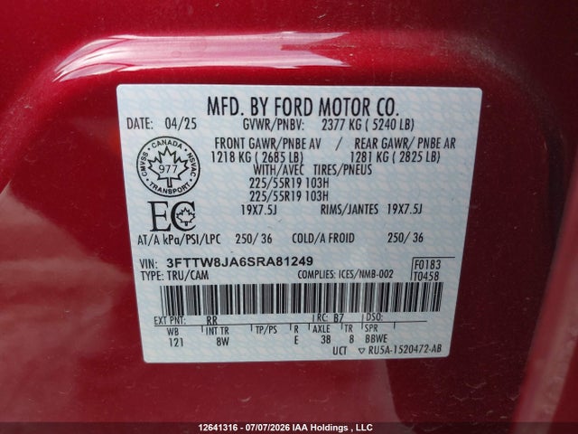 Ford Maverick Xlt 2025 3FTTW8JA6SRA81249 Image 9