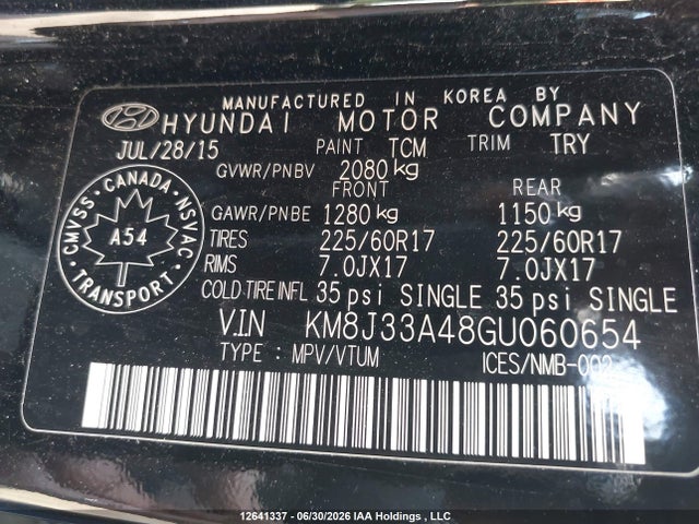 Aukcja sprzedaży 2016 Hyundai Tucson Limited/sport And Eco/se, vin: KM8J33A48GU060654, numer aukcji: 12641337