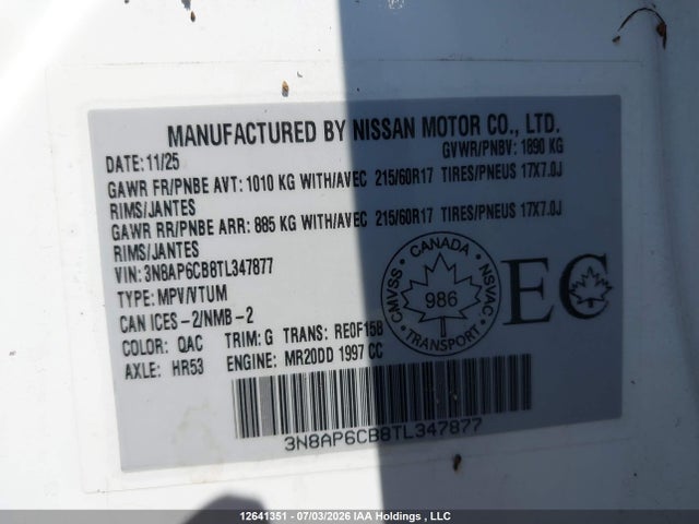 3N8AP6CB8TL347877 Nissan Kicks Sv Awd Cvt