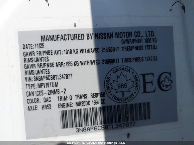 3N8AP6CB8TL347877 Nissan Kicks Sv Awd Cvt