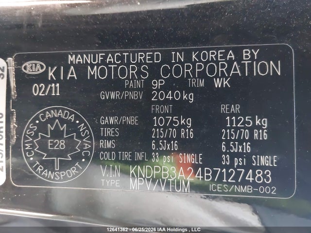 Aukcja sprzedaży 2011 Kia Sportage Lx, vin: KNDPB3A24B7127483, numer aukcji: 12641362