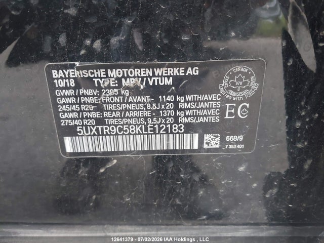 BMW X3 Xdrive30i 2019 5UXTR9C58KLE12183 Image 19