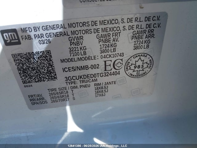 3GCUKDED0TG324404 Chevrolet Silverado K1500 Lt