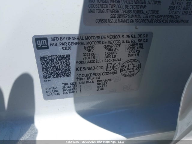 3GCUKDED0TG324404 Chevrolet Silverado K1500 Lt