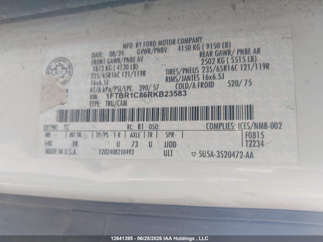 Ford Transit T-250 2024 1FTBR1C86RKB23583 Image 9