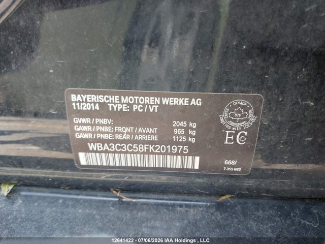 Aukcja sprzedaży 2015 Bmw 320i Xdrive, vin: WBA3C3C58FK201975, numer aukcji: 12641422