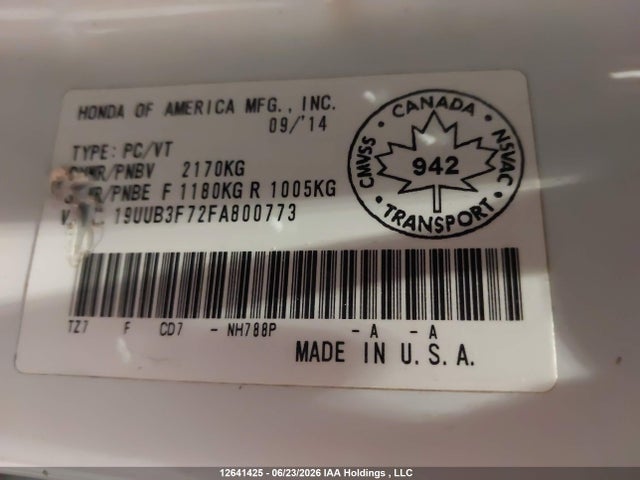 Acura Tlx Elite 2015 19UUB3F72FA800773 Image 9