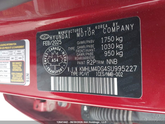 Продажа на аукционе авто 2025 Hyundai Elantra Sel Sport, vin: KMHLM4DG4SU995227, номер лота: 12641442
