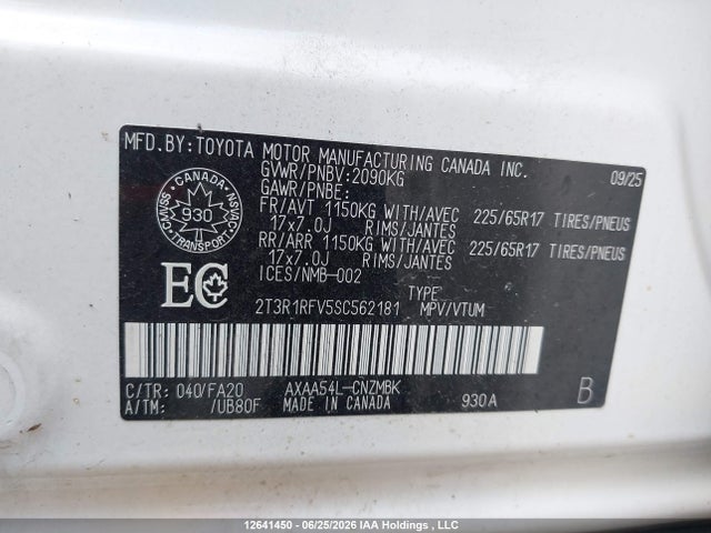2T3R1RFV5SC562181 Toyota Rav4 Xle