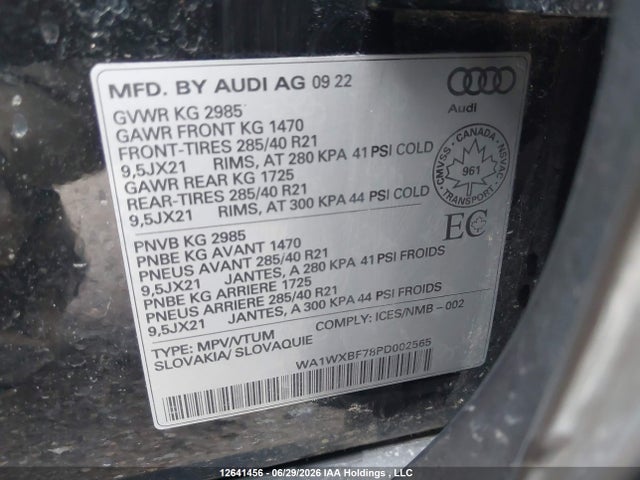 Продажа на аукционе авто 2023 Audi Q7 Technik, vin: WA1WXBF78PD002565, номер лота: 12641456