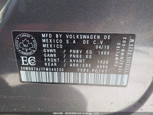 Volkswagen Jetta 2015 3VWD07AJ7FM346230 Image 18