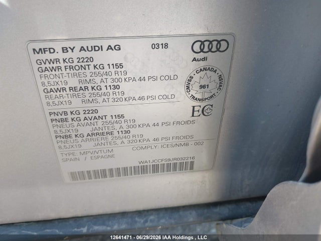 Audi Q3 Premium Plus 2018 WA1JCCFS9JR032216 Image 9