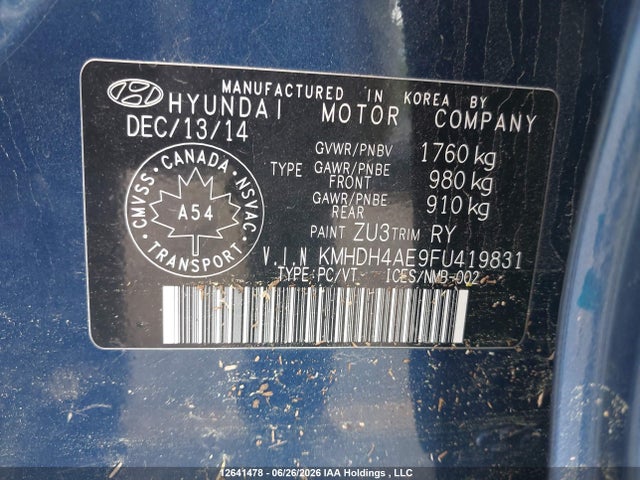 Hyundai Elantra 2015 KMHDH4AE9FU419831 Image 19