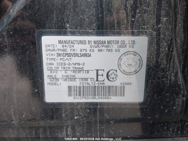 3N1CP5DV3RL549934 Nissan KICKS SR