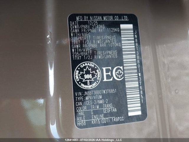Nissan ROGUE SV 2026 JN8BT3BB0TW376851 Image 9
