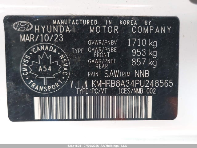 Продажа на аукционе авто 2023 Hyundai Venue Se, vin: KMHRB8A34PU248565, номер лота: 12641504