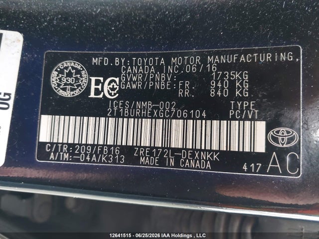 Toyota COROLLA LE 2016 2T1BURHEXGC706104 Image 9