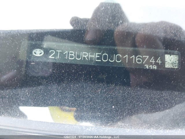 Продаж на аукціоні авто 2018 Toyota Corolla L/le/xle/se/xse, vin: 2T1BURHE0JC116744, номер лоту: 12641524