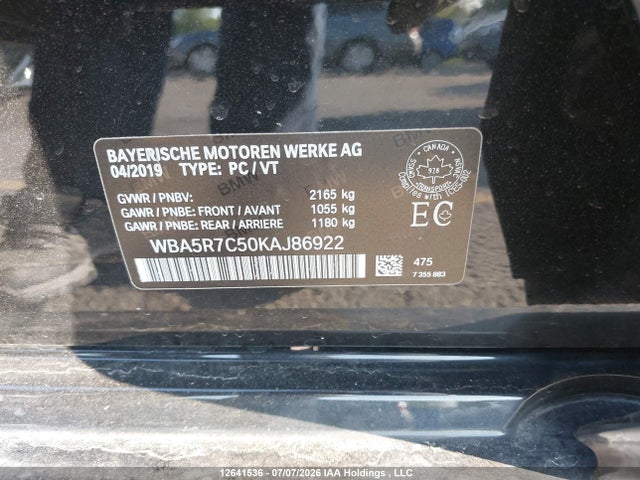Auction sale of the 2019 Bmw 330i Xdrive, vin: WBA5R7C50KAJ86922, lot number: 12641536