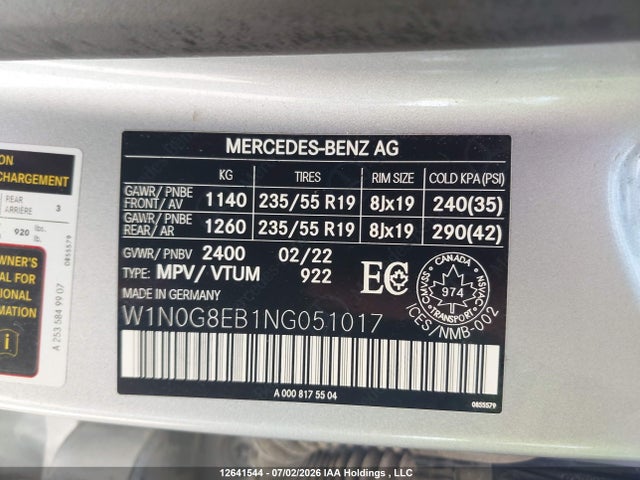 Продажа на аукционе авто 2022 Mercedes-benz Glc 300 4matic, vin: W1N0G8EB1NG051017, номер лота: 12641544