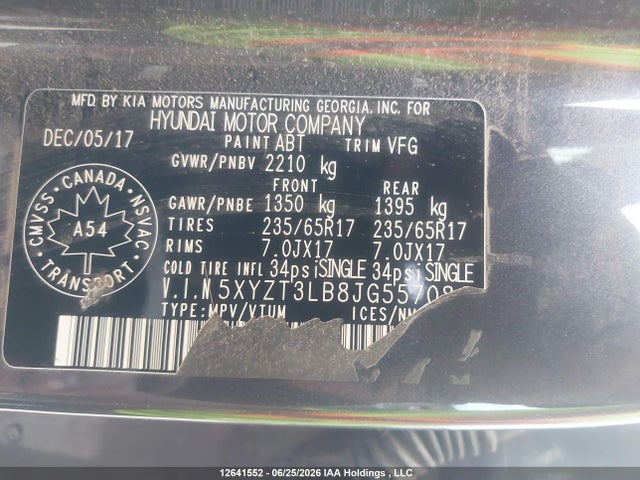 2018 Hyundai Santa Fe მანქანა იყიდება აუქციონზე, vin: 5XYZT3LB8JG557084, აუქციონის ნომერი: 12641552