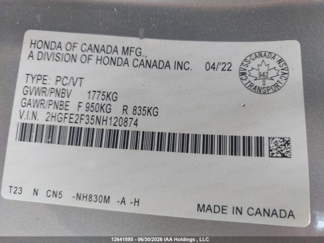 Honda Civic Ex 4dr 2022 2HGFE2F35NH120874 Image 9