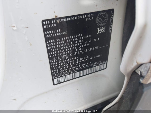 Продаж на аукціоні авто 2021 Volkswagen Tiguan Se/se R-line Black/sel, vin: 3VV2B7AX7MM132572, номер лоту: 12641601