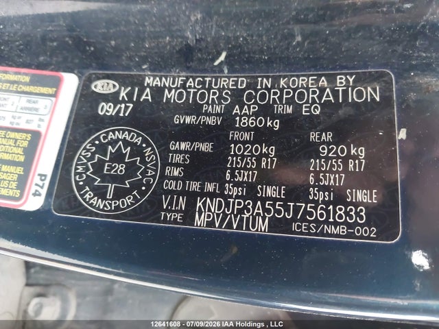 12641608 :رقم المزاد ، KNDJP3A55J7561833 vin ، 2018 Kia Soul Ex/ex Premium/ex Tech/ex+ مزاد بيع