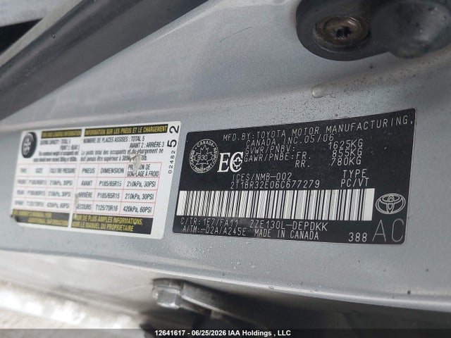 Aukcja sprzedaży 2006 Toyota Corolla Ce/le/s, vin: 2T1BR32E06C677279, numer aukcji: 12641617