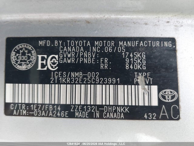 Aukcja sprzedaży 2005 Toyota Matrix Xr, vin: 2T1KR32E25C923991, numer aukcji: 12641624