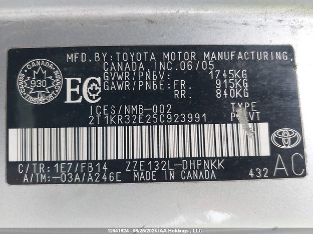 Aukcja sprzedaży 2005 Toyota Matrix Xr, vin: 2T1KR32E25C923991, numer aukcji: 12641624